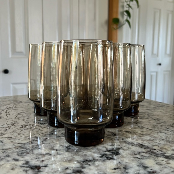 Set of 6 Vintage 1970s Libbey Tawny Stacking Tumbler Glasses - Picture 3 of 8
